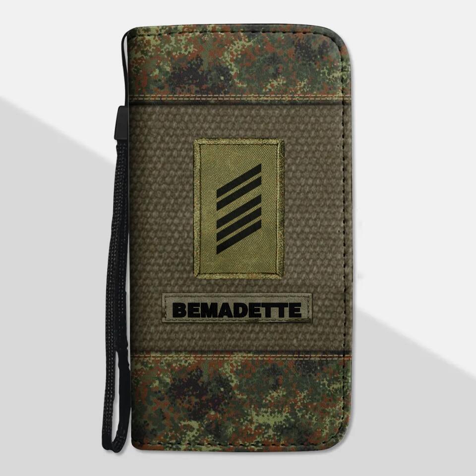 Personalized German Solider/ Veteran Rank Camo Phone Leather Wallet 22NOV-HQ18
