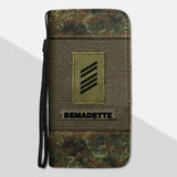 Personalized German Solider/ Veteran Rank Camo Phone Leather Wallet 22NOV-HQ18