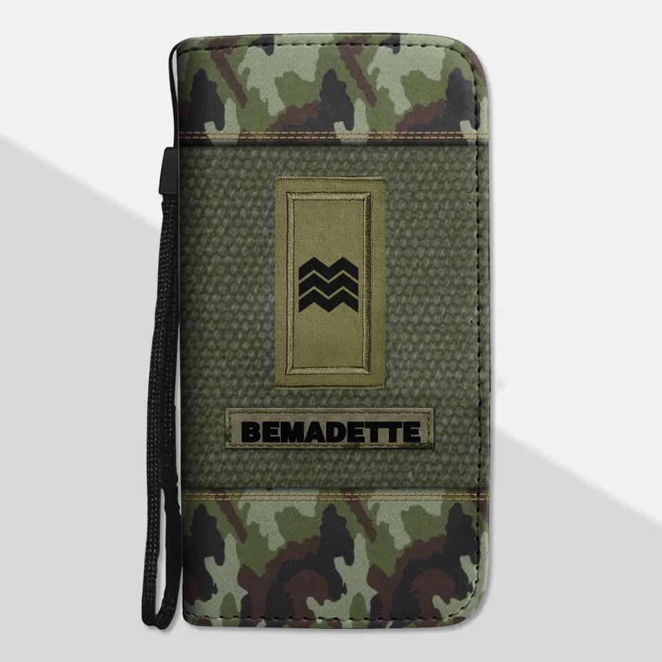 Personalized Irish Solider/ Veteran Rank Camo Phone Leather Wallet 22NOV-HQ18