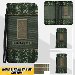Personalized Denmark Solider/ Veteran Rank Camo Phone Leather Wallet 22NOV-HQ18