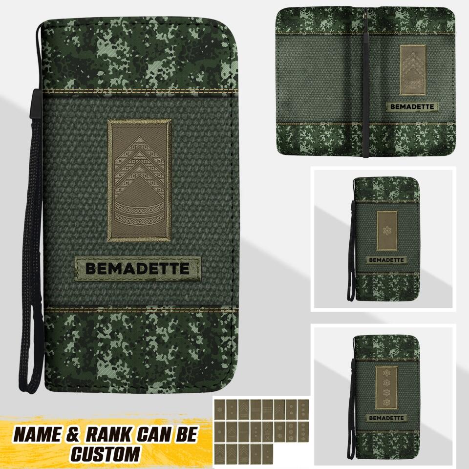 Personalized Denmark Solider/ Veteran Rank Camo Phone Leather Wallet 22NOV-HQ18