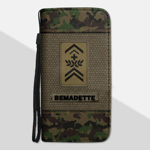 Personalized Swiss Solider/ Veteran Rank Camo Phone Leather Wallet 22NOV-HQ18
