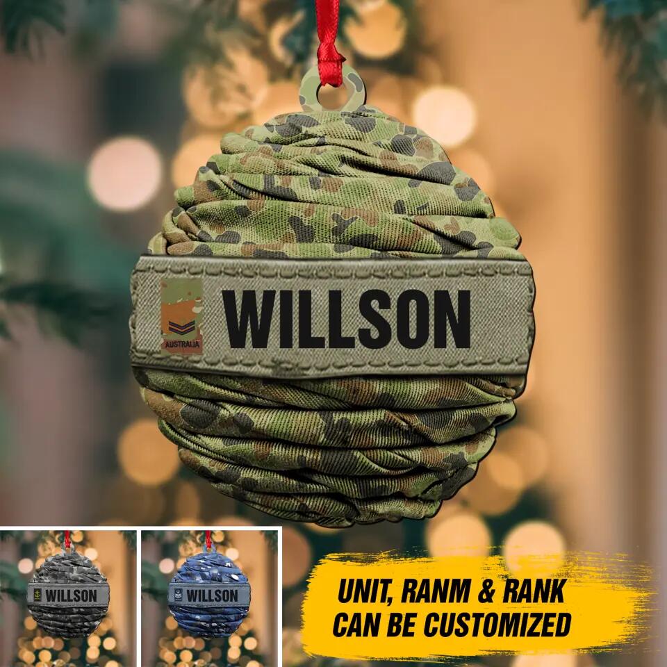 Personalized Australian Veteran/ Solider Camo Rank Ornament Printed QTDT1811