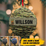 Personalized Australian Veteran/ Solider Camo Rank Ornament Printed QTDT1811
