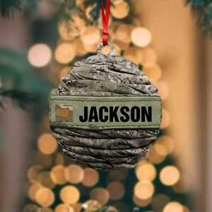 Personalized US Veteran/ Solider Camo Rank Ornament Printed QTDT1811