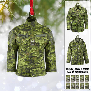 Personalized Canadian Solider/ Veteran Uniform Camo Rank Ornament Printed 22NOV-DT21