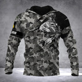 Personalized Australian Solider/ Veteran Camo With Name and Rank Hoodie 3D Printed QTDT2111
