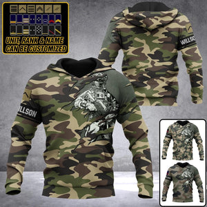 Personalized French Solider/ Veteran Camo With Name and Rank Hoodie 3D Printed QTDT2111
