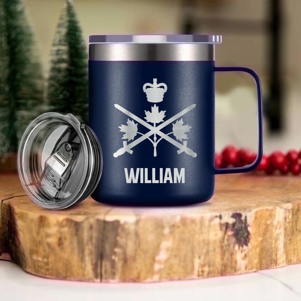 Personalized Canadian Solider/ Veteran With Your Unit Logo Laser Handle Cup Printed 22NOV-HY21