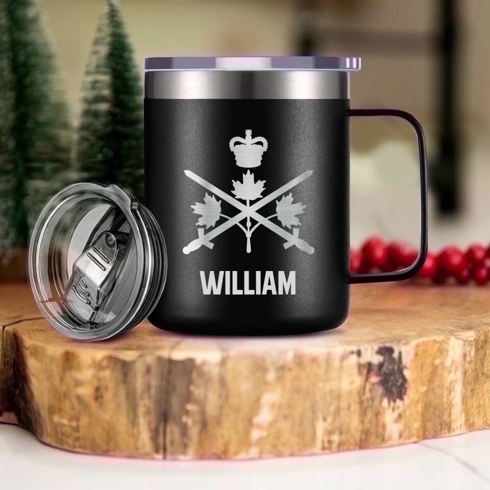 Personalized Canadian Solider/ Veteran With Your Unit Logo Laser Handle Cup Printed 22NOV-HY21