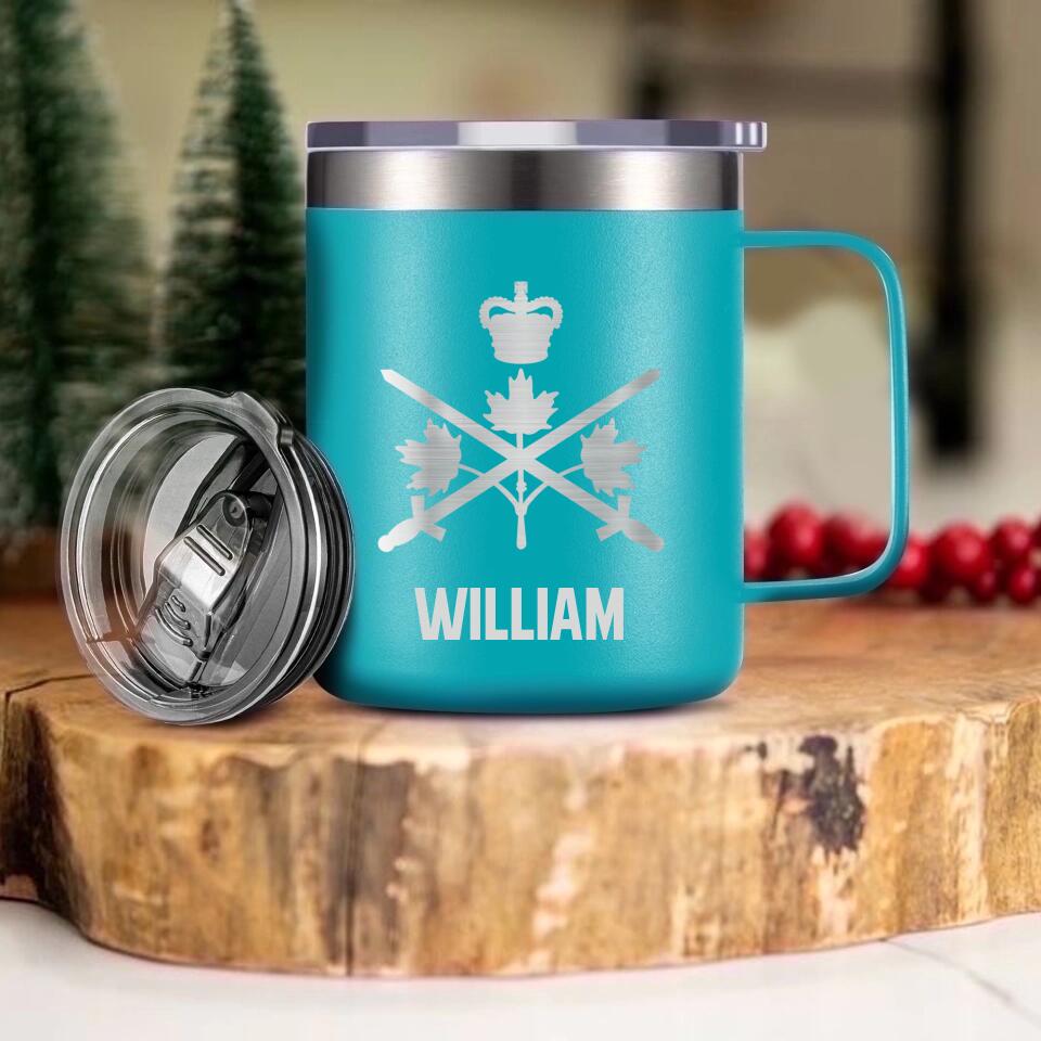 Personalized Canadian Solider/ Veteran With Your Unit Logo Laser Handle Cup Printed 22NOV-HY21
