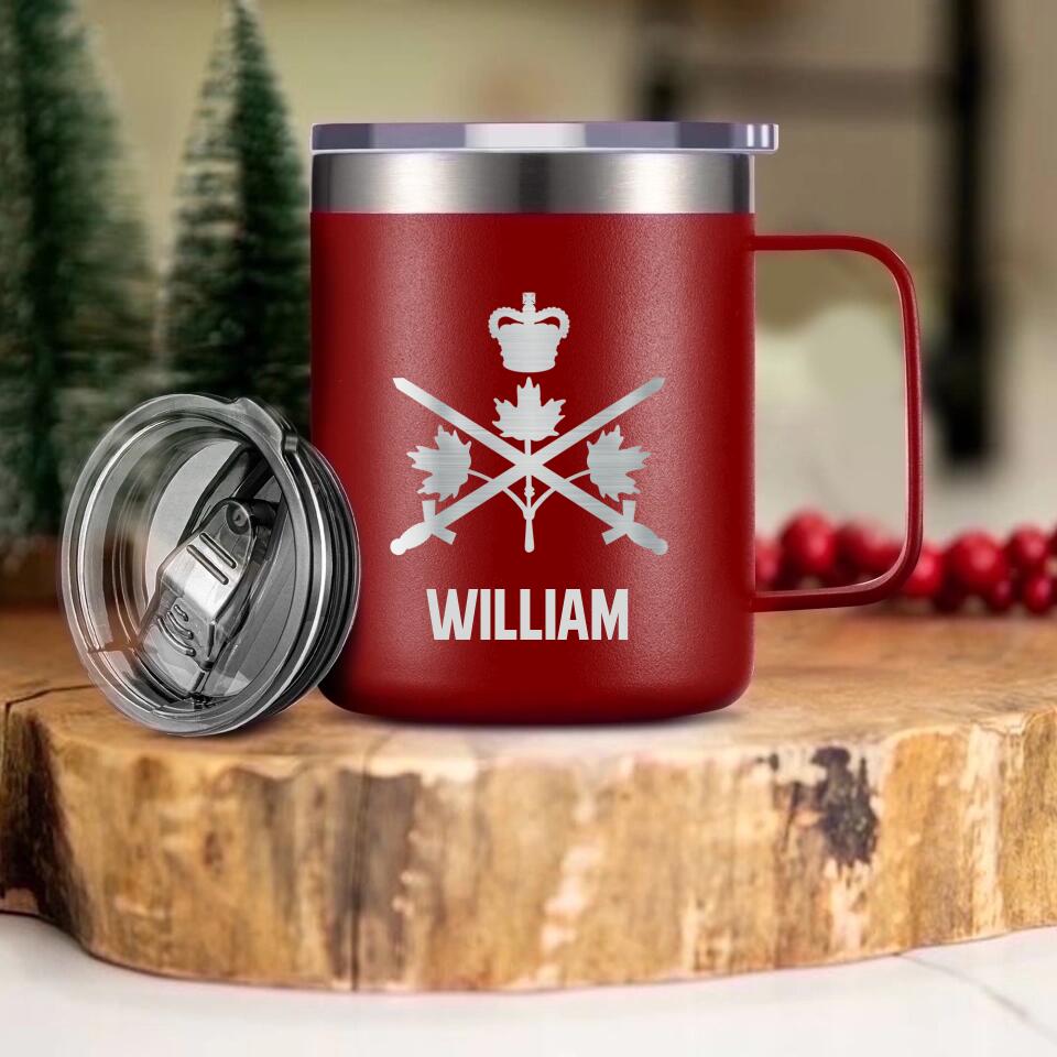 Personalized Canadian Solider/ Veteran With Your Unit Logo Laser Handle Cup Printed 22NOV-HY21