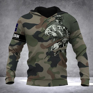 Personalized French Solider/ Veteran Camo With Name and Rank Hoodie 3D Printed QTDT2111