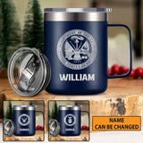 Personalized US Solider/ Veteran With Your Unit Logo Laser Handle Cup Printed 22NOV-HY21