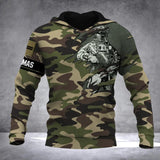 Personalized French Solider/ Veteran Camo With Name and Rank Hoodie 3D Printed QTDT2111