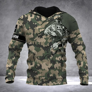 Personalized French Solider/ Veteran Camo With Name and Rank Hoodie 3D Printed QTDT2111