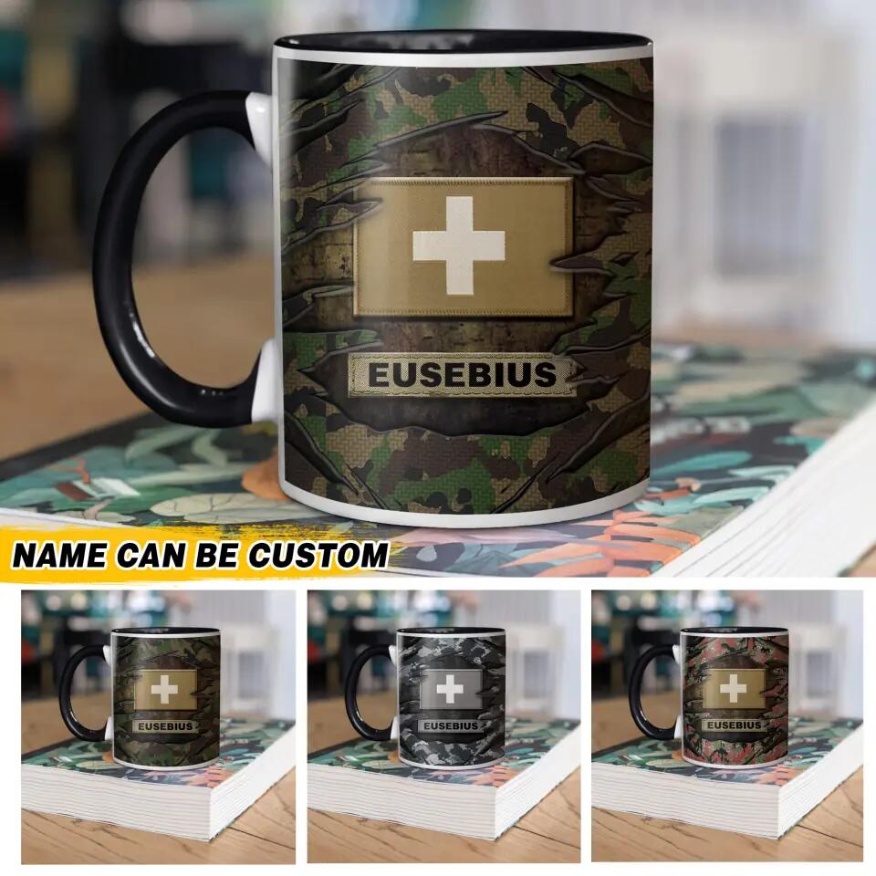 Personalized Swiss Solider/Veteran Flag Name Camo Ceramics Mug 22NOV-HQ21