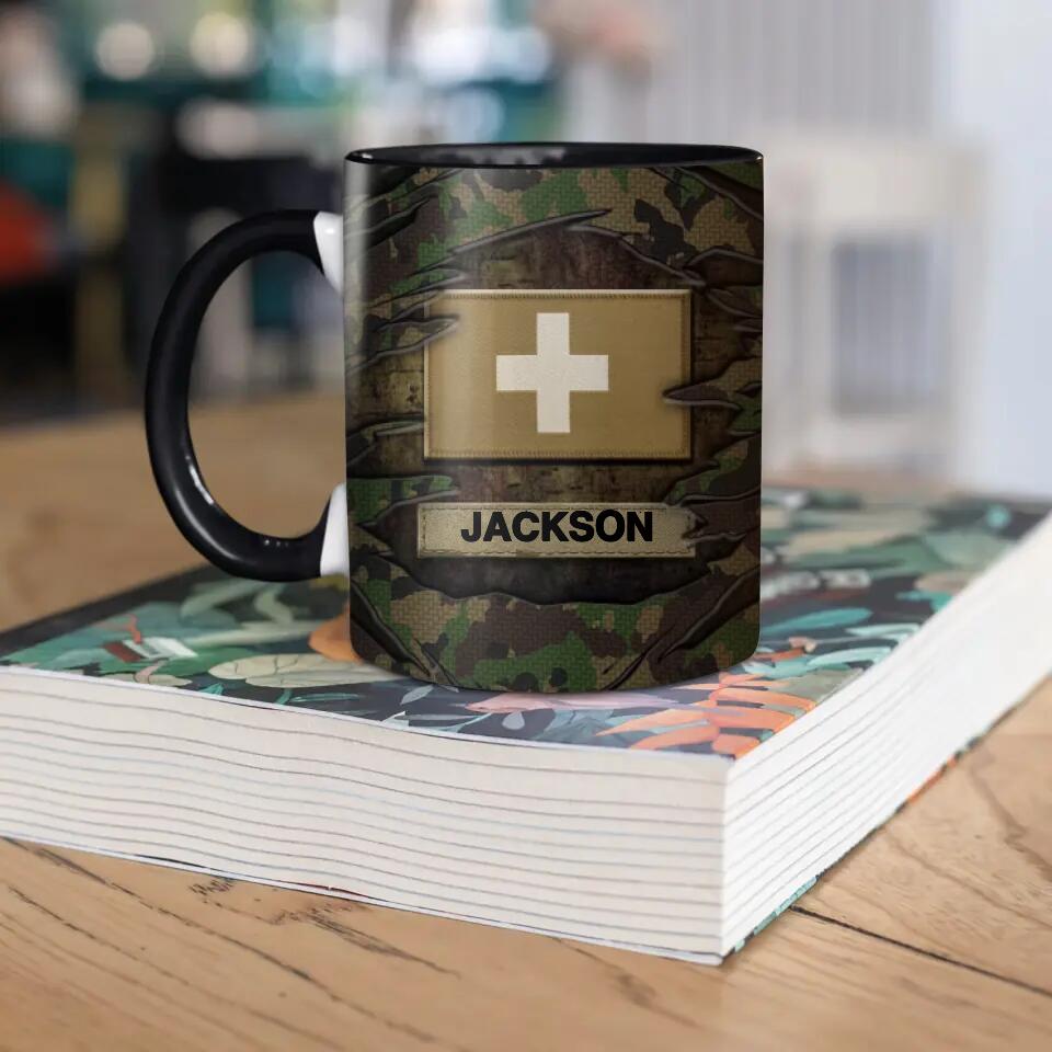 Personalized Swiss Solider/Veteran Flag Name Camo Ceramics Mug 22NOV-HQ21