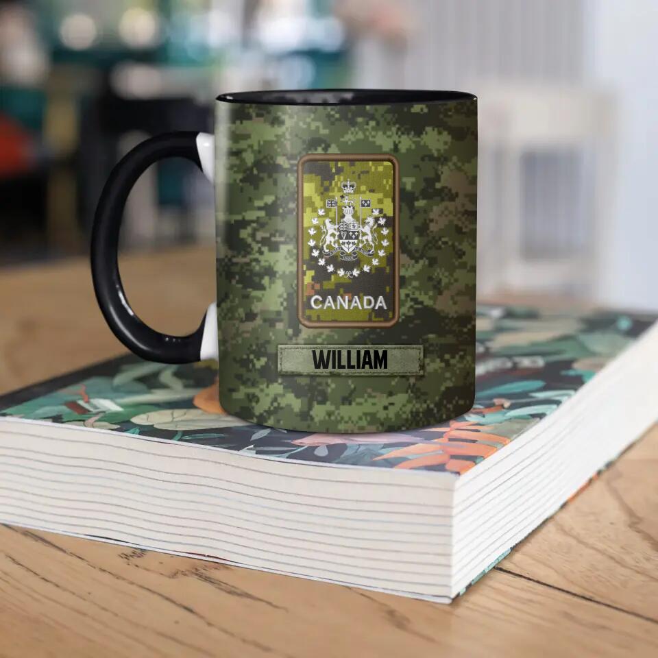 Personalized Canadian Solider/ Veteran Flag Rank Camo Ceramics Mug 22NOV-HY22