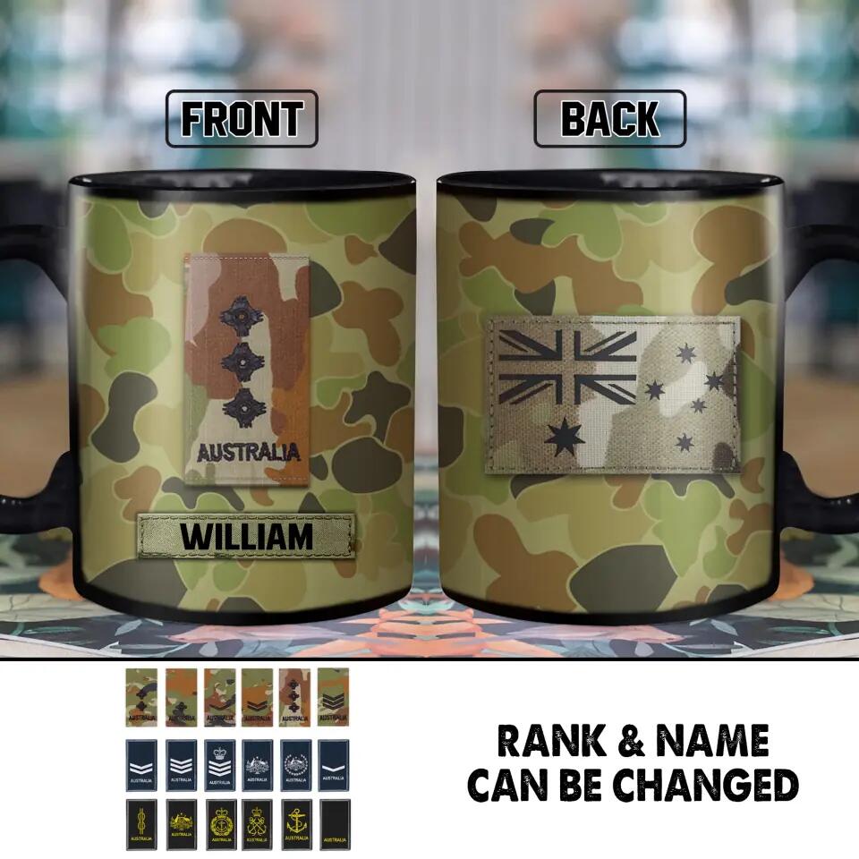 Personalized Australian Solider/ Veteran Flag Rank Camo Ceramics Mug 22NOV-HY22