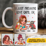 Personalized I Just Freaking Love Cats Ok Printed Mug 22NOV-HY21