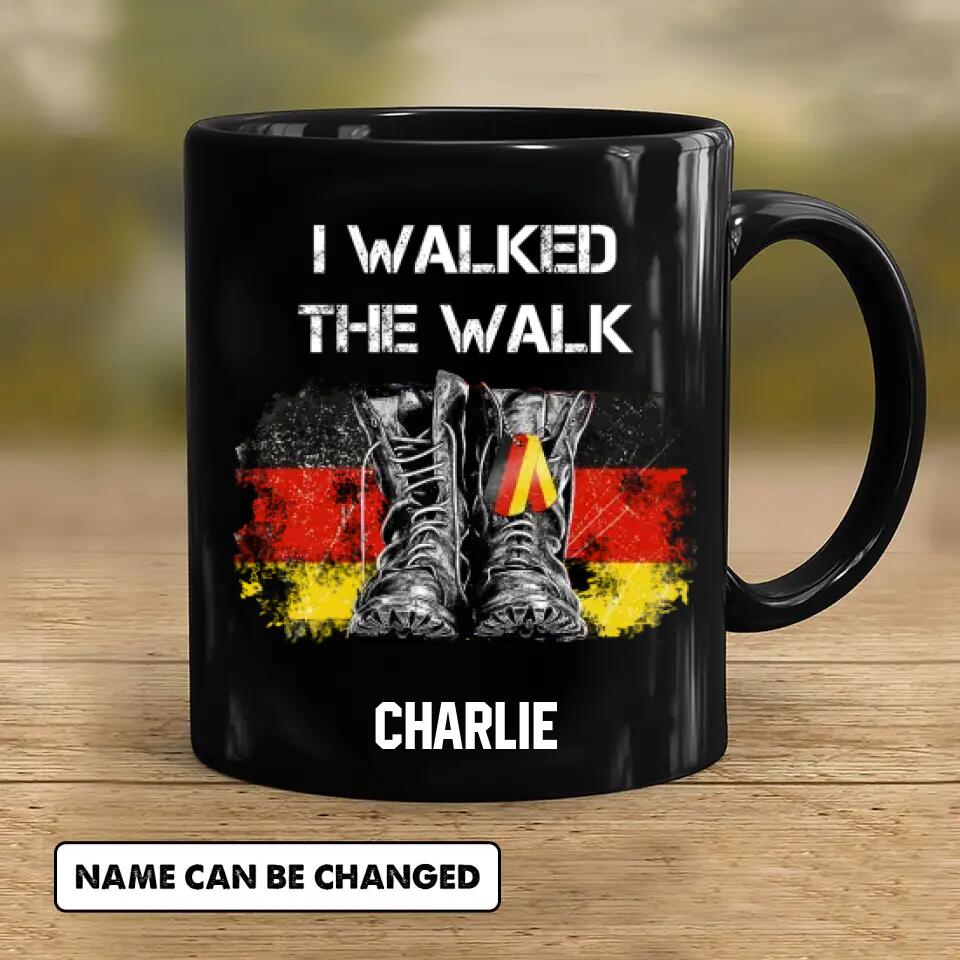 Personalized I Walked The Walk German Soldier/ Veteran Black Mug Printed 22NOV-HY22