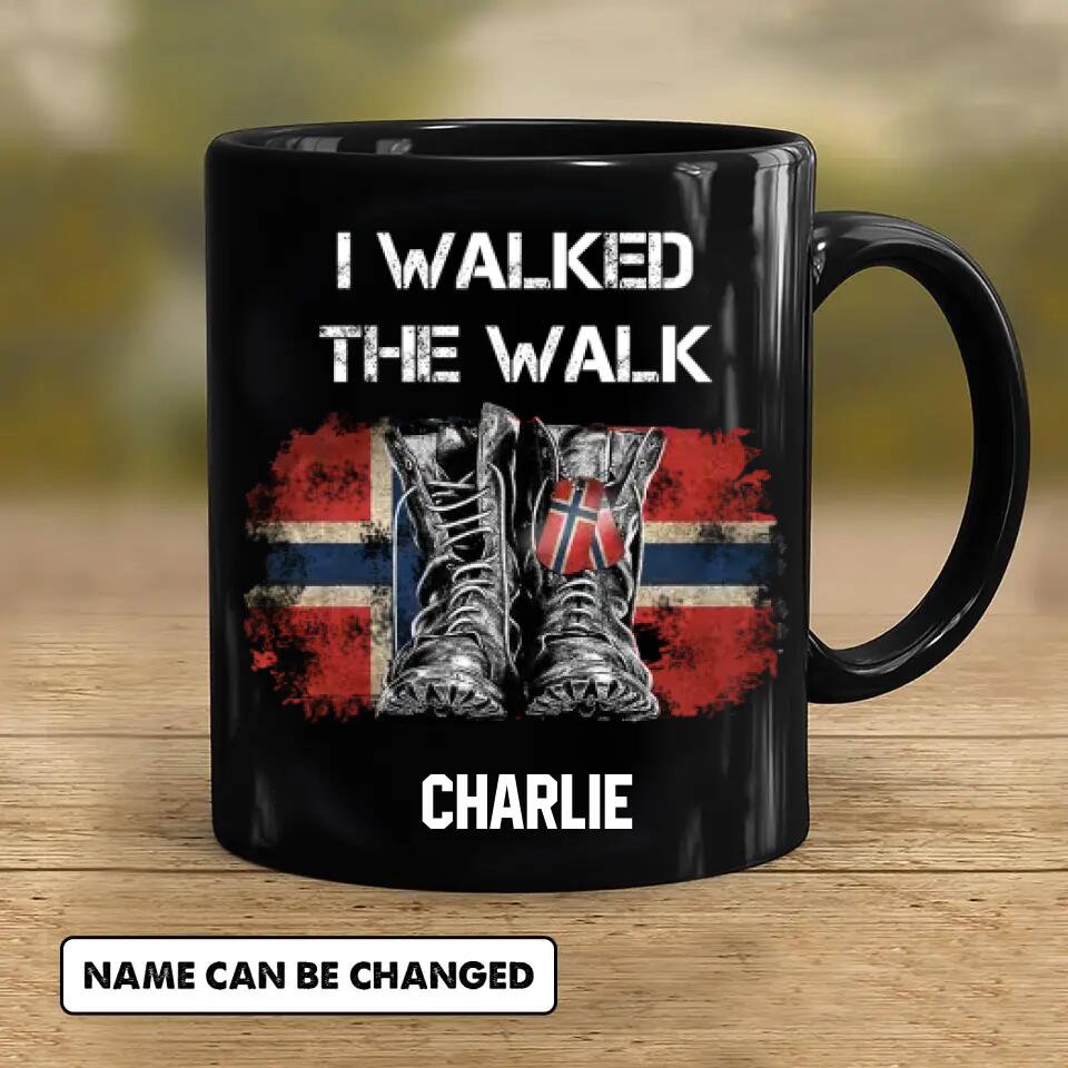Personalized I Walked The Walk Norway Soldier/ Veteran Black Mug Printed 22NOV-HY22