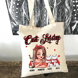 Personalized Cat Mom Cat Lady Gifts Tote Bag Printed QTHY2211