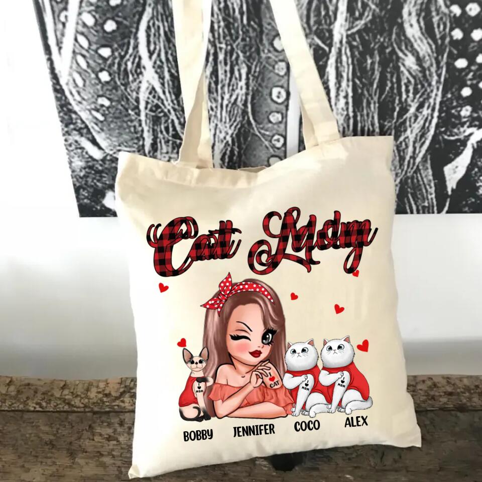 Personalized Cat Mom Cat Lady Gifts Tote Bag Printed QTHY2211