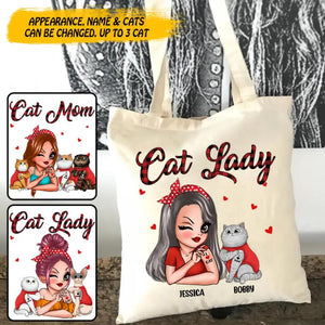 Personalized Cat Mom Cat Lady Gifts Tote Bag Printed QTHY2211