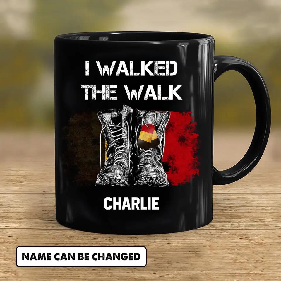 Personalized I Walked The Walk Belgium Soldier/ Veteran Black Mug Printed 22NOV-HY22