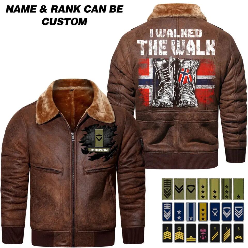 Personalized Norwegian Solider/ Veteran Rank Printed 3D Leather Jacket Fur 22NOV-HQ23