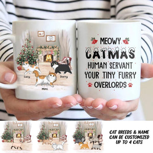 Personalized Meowy Catmas Human Servant Printed Mug 22NOV-DT24