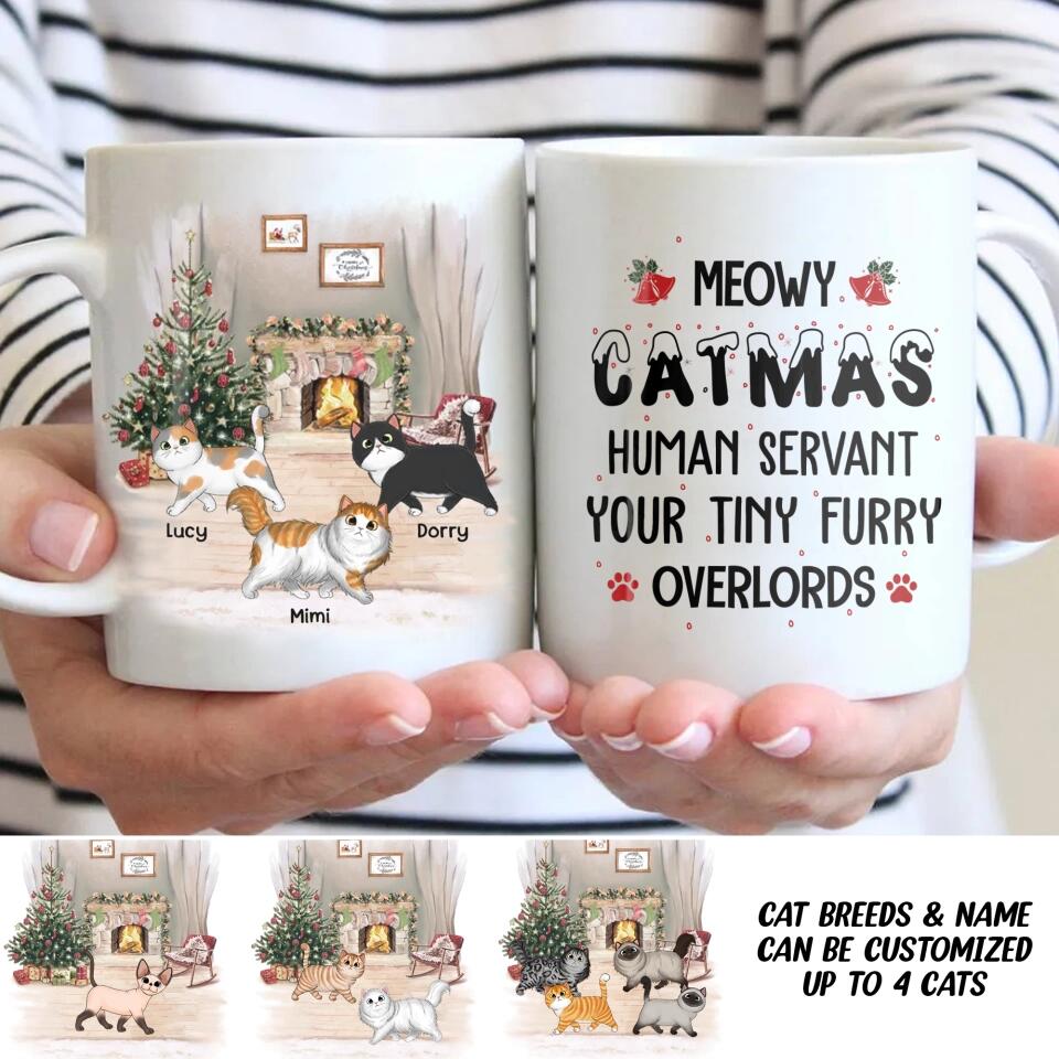 Personalized Meowy Catmas Human Servant Printed Mug 22NOV-DT24