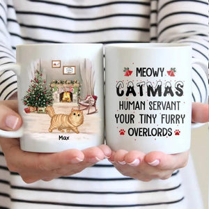 Personalized Meowy Catmas Human Servant Printed Mug 22NOV-DT24