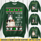 Personalized Home is where my Cats are Christmas Sweater Printed QTHQ2411