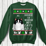 Personalized Home is where my Cats are Christmas Sweater Printed QTHQ2411