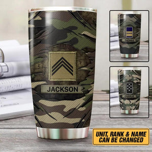 Personalized French Veteran/Soldier Rank Tear Camo Tumbler Printed 22NOV-HY24