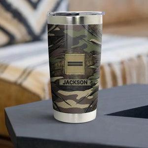 Personalized French Veteran/Soldier Rank Tear Camo Tumbler Printed 22NOV-HY24