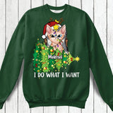Personalized I Do What I Want Cat Christmas Sweater Printed QTHQ2511