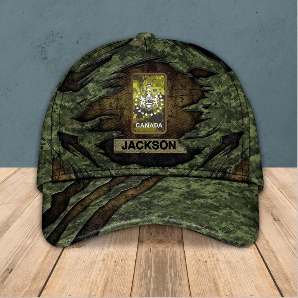 Personalized Canadian Solider/ Veteran Tear Rank Camo Peaked Cap 3D Printed 22NOV-HQ26
