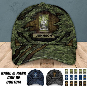 Personalized Canadian Solider/ Veteran Tear Rank Camo Peaked Cap 3D Printed 22NOV-HQ26