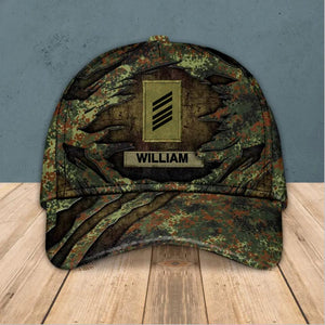 Personalized German Solider/ Veteran Tear Rank Camo Peaked Cap 3D Printed 22NOV-HQ26