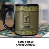 Personalized Australian Solider/ Veteran Rank Camo Black Mug Printed 22NOV-HY28
