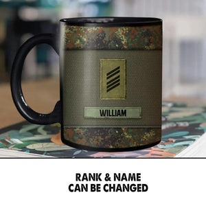 Personalized German Solider/ Veteran Rank Camo Black Mug Printed 22NOV-HY28