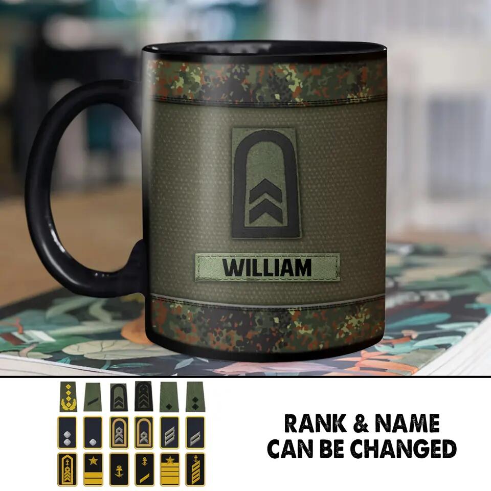 Personalized German Solider/ Veteran Rank Camo Black Mug Printed 22NOV-HY28