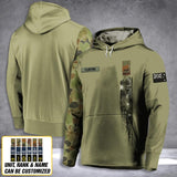 Personalized Australian Solider/ Veteran Camo With Name and Rank Hoodie 3D Printed QTDT2911