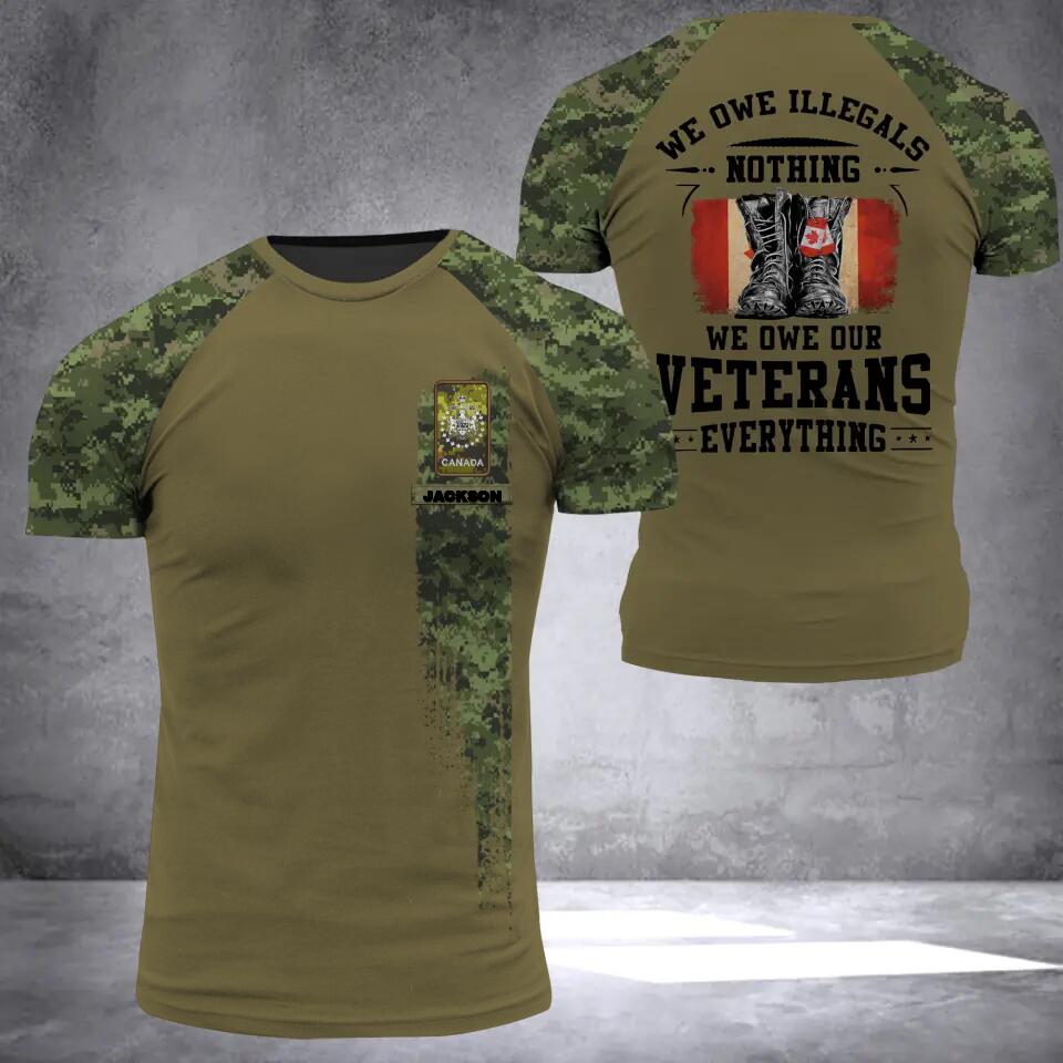 Personalized We Owe Illegals Nothing We Owe Our Canadian Veteran Everything 3D Printed Tshirts 22NOV-HQ29
