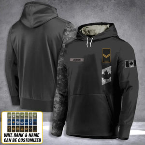Personalized Canadian Solider/ Veteran Camo With Name and Rank Hoodie 3D Printed QTDT2911