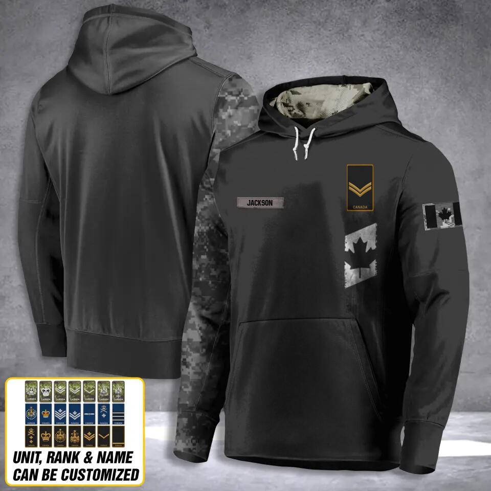 Personalized Canadian Solider/ Veteran Camo With Name and Rank Hoodie 3D Printed QTDT2911
